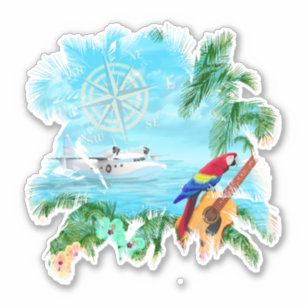 Beach Tropical Music Aufkleber