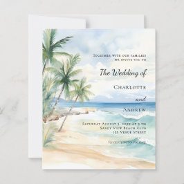 Beach tropical palm destination wedding invitation