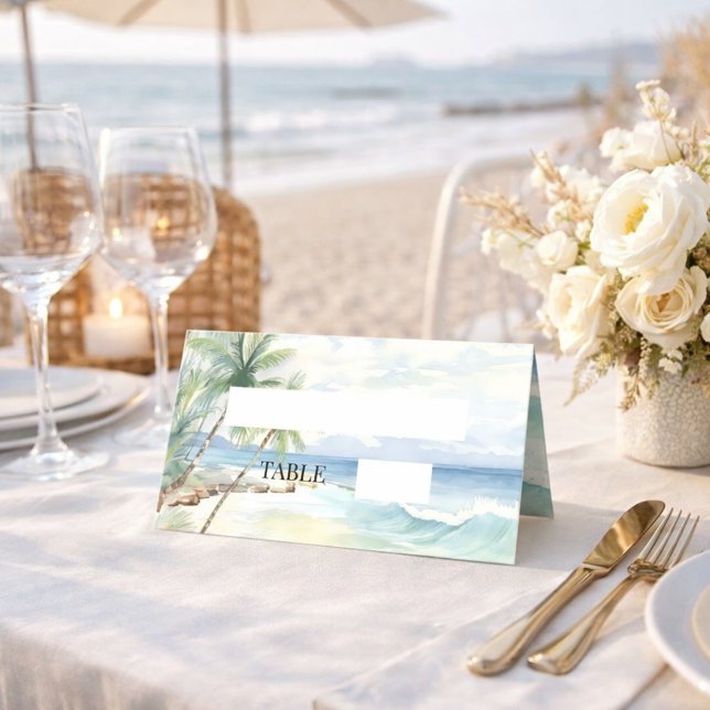 Beach tropical palm trees Place Card Platzkarte (Von Creator hochgeladen)