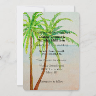 Beach Tropical Palm Trees Wedding Einladung
