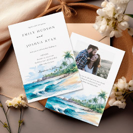 Beach Tropical QR Foto Wedding Einladung