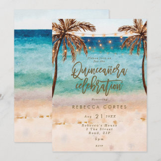 Beach Tropical Quinceanera 15. Geburtstag Einladung