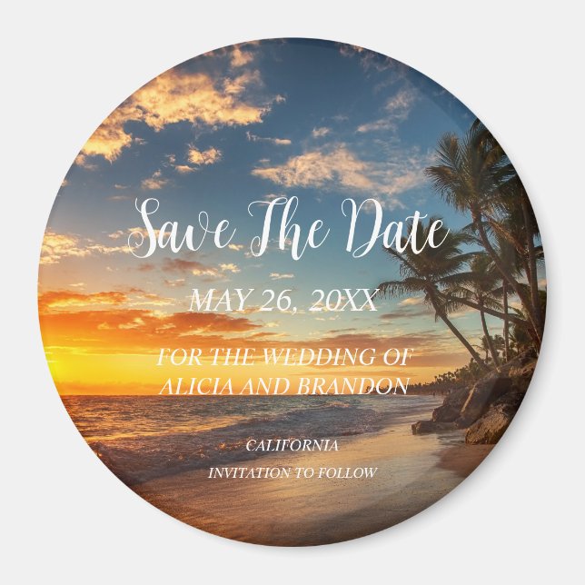 Beach Tropical Sand Hochzeiten Moderne Waves Magne Magnet (Vorne)