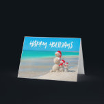 Beach Tropical Snowman Sand Happy Holidays Card Feiertagskarte<br><div class="desc">Beach Tropical Snowman Sand Happy Holidays Card. Machen Sie es sich selbst,  indem Sie auf den Button "Anpassen" klicken und eine personalisierte Nachricht hinzufügen. Karo in unseren Briefmarke für die Urlaubspostkarten für eine stilvolle Art,  deine Karten zu versenden.</div>