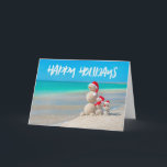 Beach Tropical Snowman Sand Happy Holidays Card Feiertagskarte<br><div class="desc">Beach Tropical Snowman Sand Happy Holidays Card. Machen Sie es sich selbst,  indem Sie auf den Button "Anpassen" klicken und eine personalisierte Nachricht hinzufügen. Karo in unseren Briefmarke für die Urlaubspostkarten für eine stilvolle Art,  deine Karten zu versenden.</div>