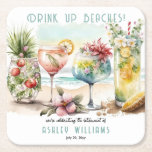 Beach Tropical Themed Cocktails Rente Party Rechteckiger Pappuntersetzer<br><div class="desc">Wie kann man besser mit Familie und Freunden feiern als ein "Cocktail Party" am Ozean,  um an Ihre Pension zu erinnern. Bei dieser Strandfeier zum Thema Tropen werden sich alle wohlfühlen.</div>