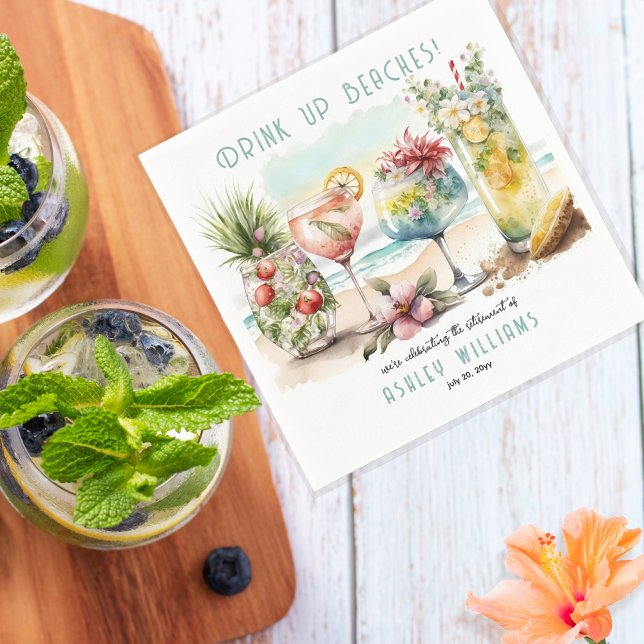 Beach Tropical Themed Cocktails Rente Party Serviette (Von Creator hochgeladen)