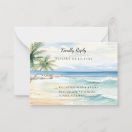 Beach tropical watercolor wedding response RSVP Mitteilungskarte