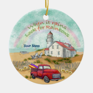 Beach Truck Lighthouse Keramik Ornament