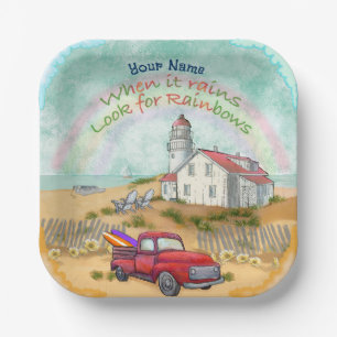 Beach Truck Lighthouse Pappteller