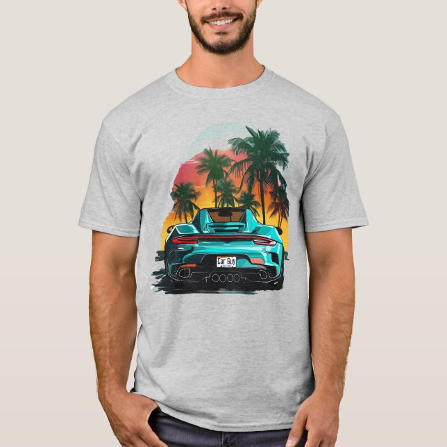 Beach Turquoise Turbo Sports Car Tee Typ Race Car (Vorderseite)