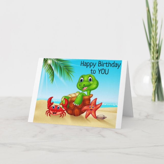 BEACH TURTLE SAGT *HABEN SIE SPASS AUF IHREM GEBUR KARTE (Vorderseite)
