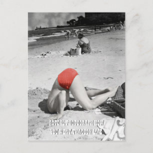Beach Typ Man Kopf in Sand Foto Postkarte