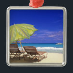 Beach Umbrella, Abaco, Bahamas Silbernes Ornament<br><div class="desc">Beach Umbrella,  Abaco,  Bahamas � Michael De Freitas / DanitaDelimont.com</div>