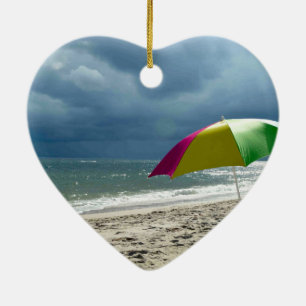 Beach Umbrella Heart Keramik Ornament
