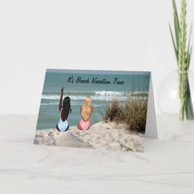 Beach Vacacation Card mit Beach & Young Girls Karte (Vorderseite)