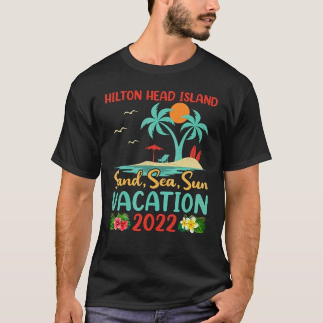 Beach Vacation 2022 Retro Sunset Hilton Head Islan T-Shirt (Vorderseite)