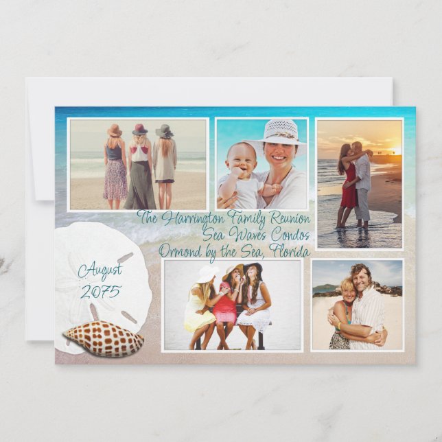 Beach Vacation Wiedersehen Multi Foto Cards Einladung (Vorderseite)
