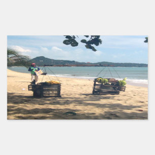 Beach Vendings ... Lamai Beach, Koh Samui Island Rechteckiger Aufkleber