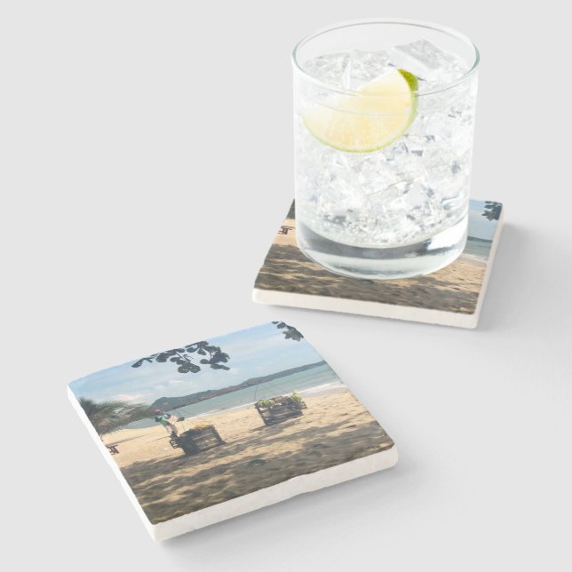 Beach Vendings ... Lamai Beach, Koh Samui Island Steinuntersetzer (Seitenansicht)