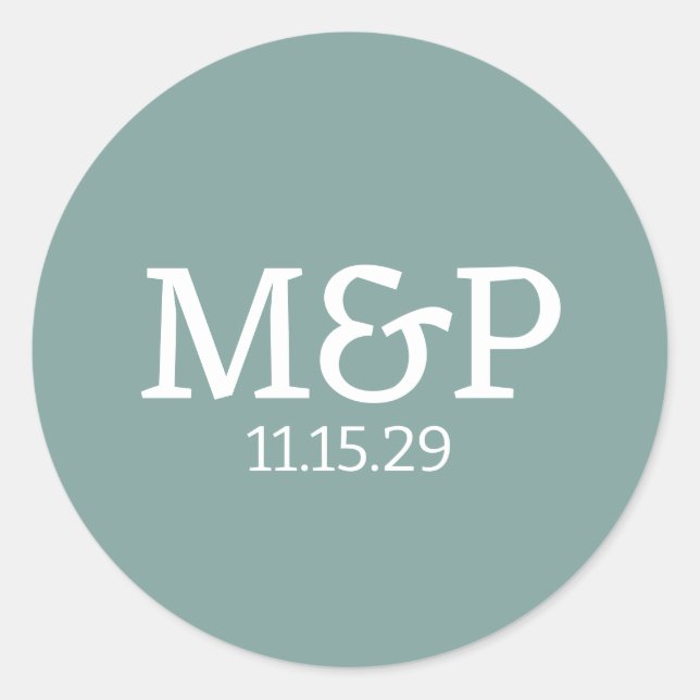 Beach Vibe Initials Aquamarin Runder Aufkleber (Vorderseite)