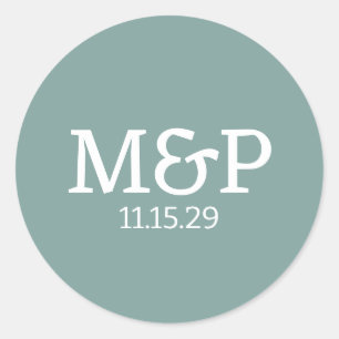 Beach Vibe Initials Aquamarin Runder Aufkleber