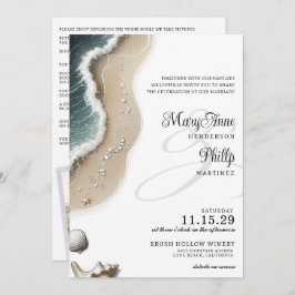 Beach Vibe mit Details & QR Code Hochzeit Einladung