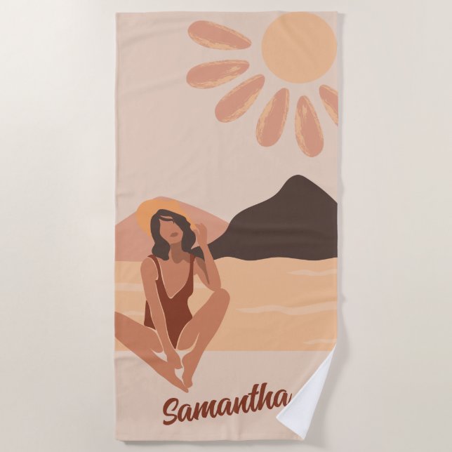 Beach Vibe Summer Retro Individuelle Name Strandtuch (Vorderseite)