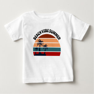 Beach Vibe Summer Women's Palm Tree Sunset Baby T-shirt