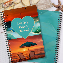 Beach Vibe Sunset Personalized Spiral Notebook Notizbuch