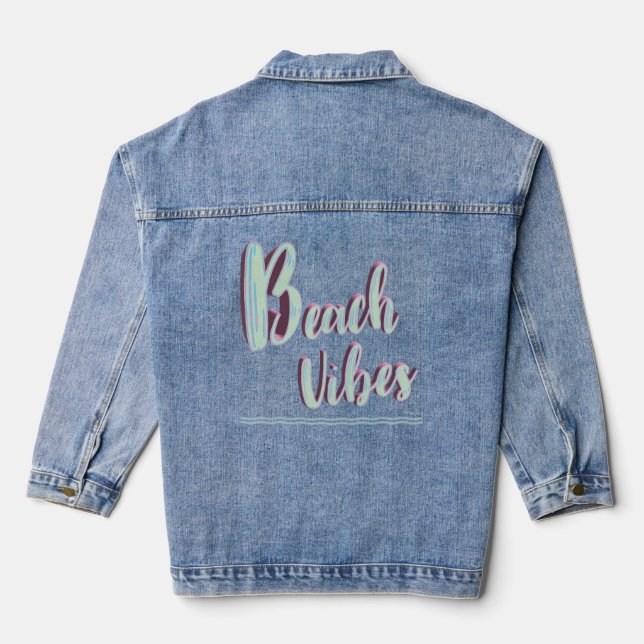 Beach Vibes Fun Summer Graphic Cool Blue Jeansjacke (Rückseite)