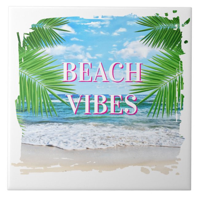 Beach Vibes Keramik Tile Fliese (Vorderseite)