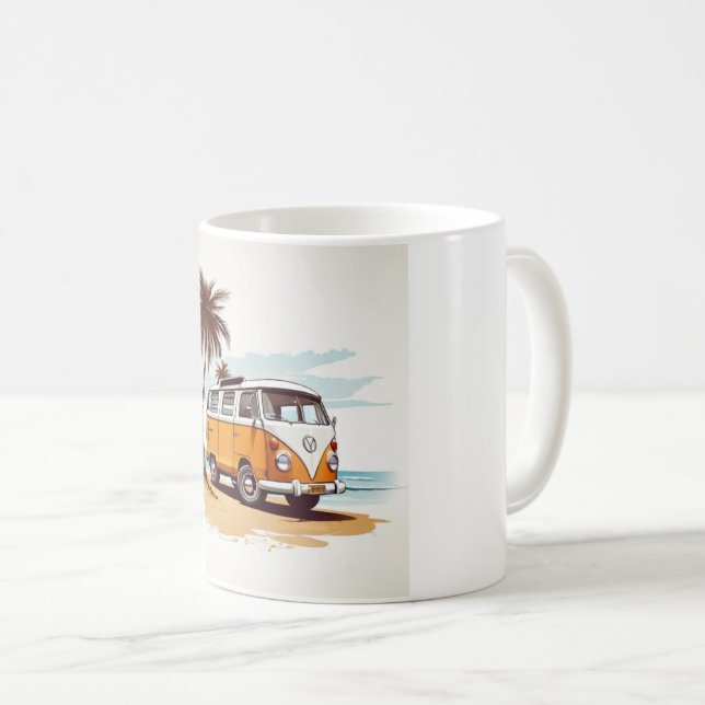  Beach Vibes Kombi Mug - Retro Surfing Serenity (Devant droit)