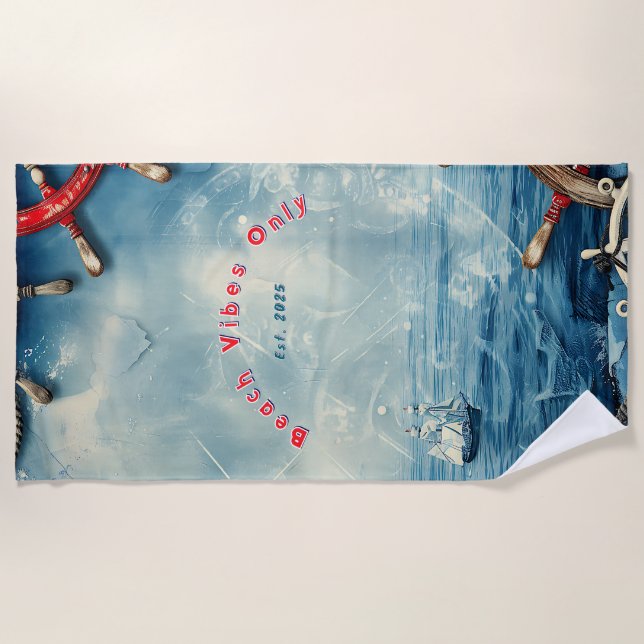 Beach Vibes Nautic Beach Handtuch (Vorderseite)