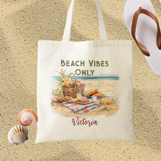 Beach Vibes Nur Personalisierter Strand Tragetasche