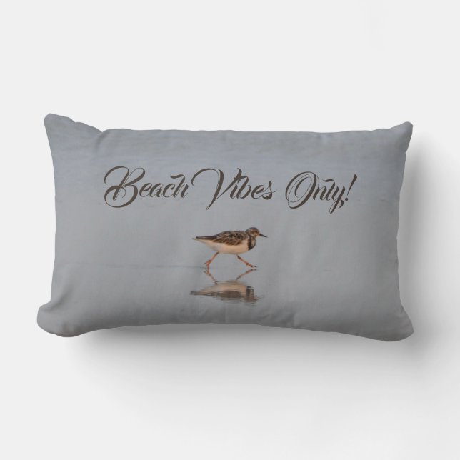 Beach Vibes Only Sandpiper Bird on Beach Foto Lendenkissen (Vorderseite)