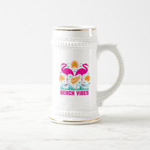 Beach Vibes Pink Flamingos-19501 Bierglas