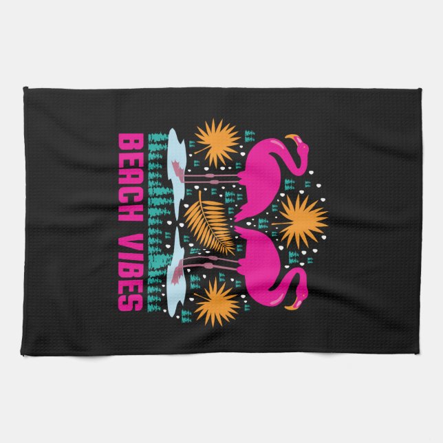Beach Vibes Pink Flamingos-19501 Geschirrtuch (Horizontal)