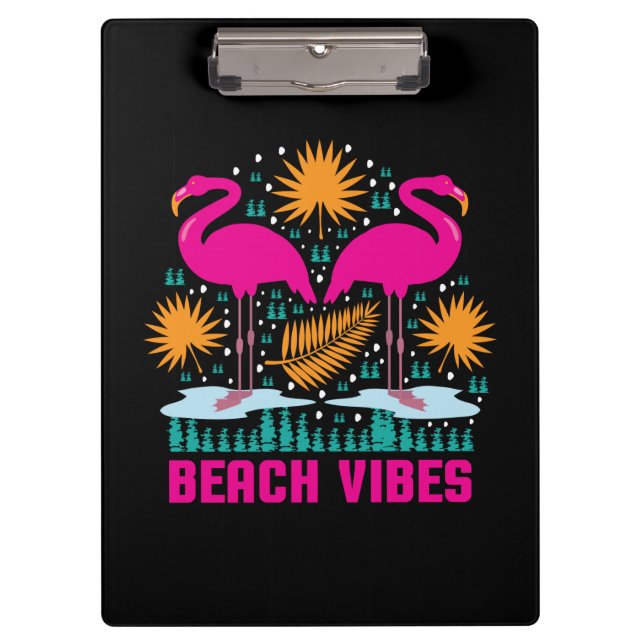 Beach Vibes Pink Flamingos-19501 Klemmbrett (Vorderseite)
