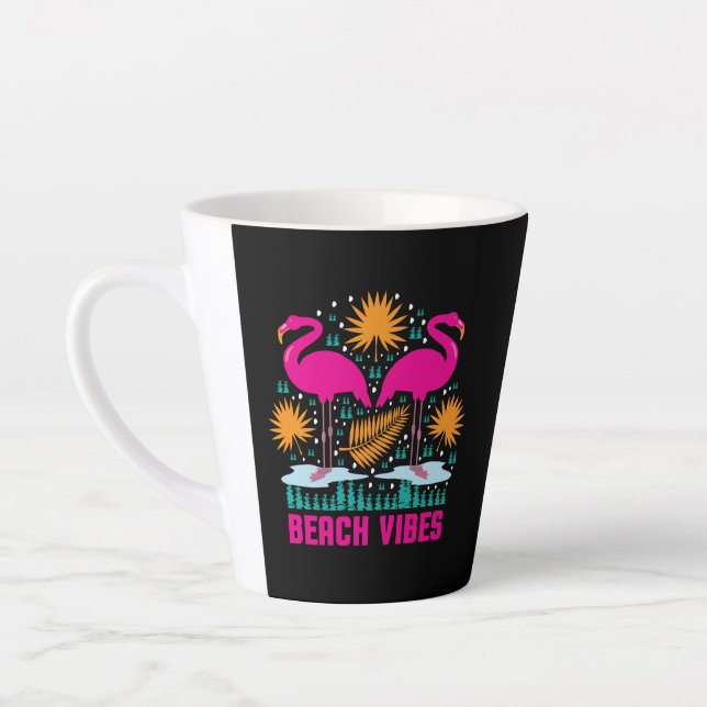 Beach Vibes Pink Flamingos-19501 Milchtasse (Links)