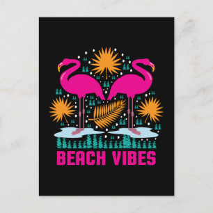 Beach Vibes Pink Flamingos-19501 Postkarte