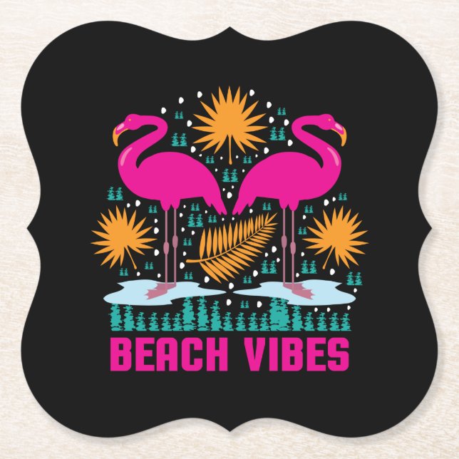 Beach Vibes Pink Flamingos-19501 Untersetzer (Vorderseite)