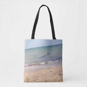 Beach Vibes Tote Bag - "It's Beach Time" & "Enjoy" Tasche