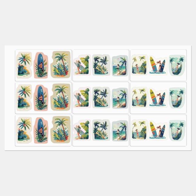 Beach Vibes Vinyl Stickers Etiketten (Blatt)