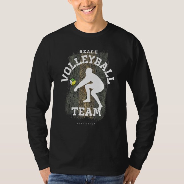 Beach Volleyball Argentinien Flag Liebe Volleyball T-Shirt (Vorderseite)