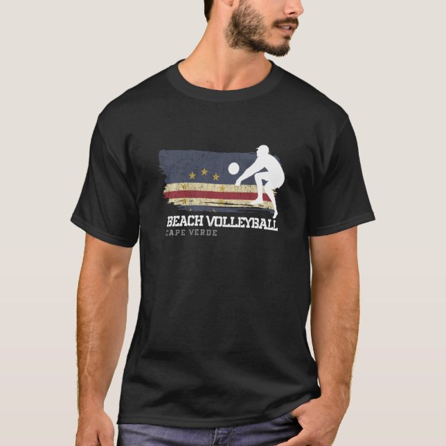Beach Volleyball Kap Verde Flag Liebe Volleyball P T-Shirt (Vorderseite)