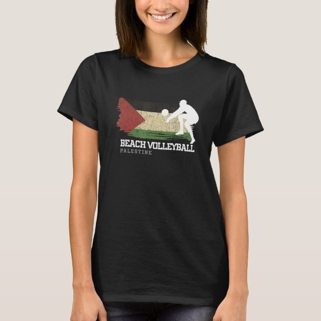 Beach Volleyball Palestine Flag Liebe Volleyball P T-Shirt (Vorderseite)
