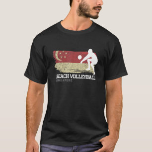 Beach Volleyball Singapur Flag Liebe Volleyball Pl T-Shirt
