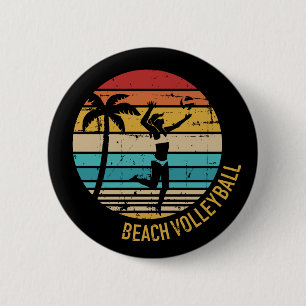 Beach-Volleyball-Vintages Retro Button