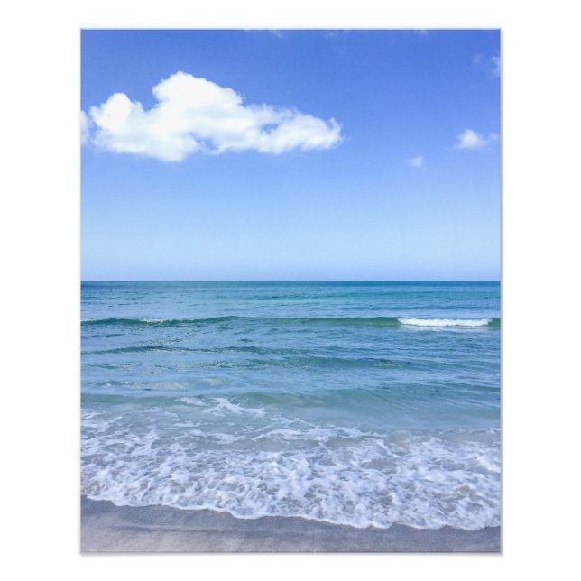 Beach Water Blue Sky Weiße Wolken Hintergrund Ozea Fotodruck (Vorne)